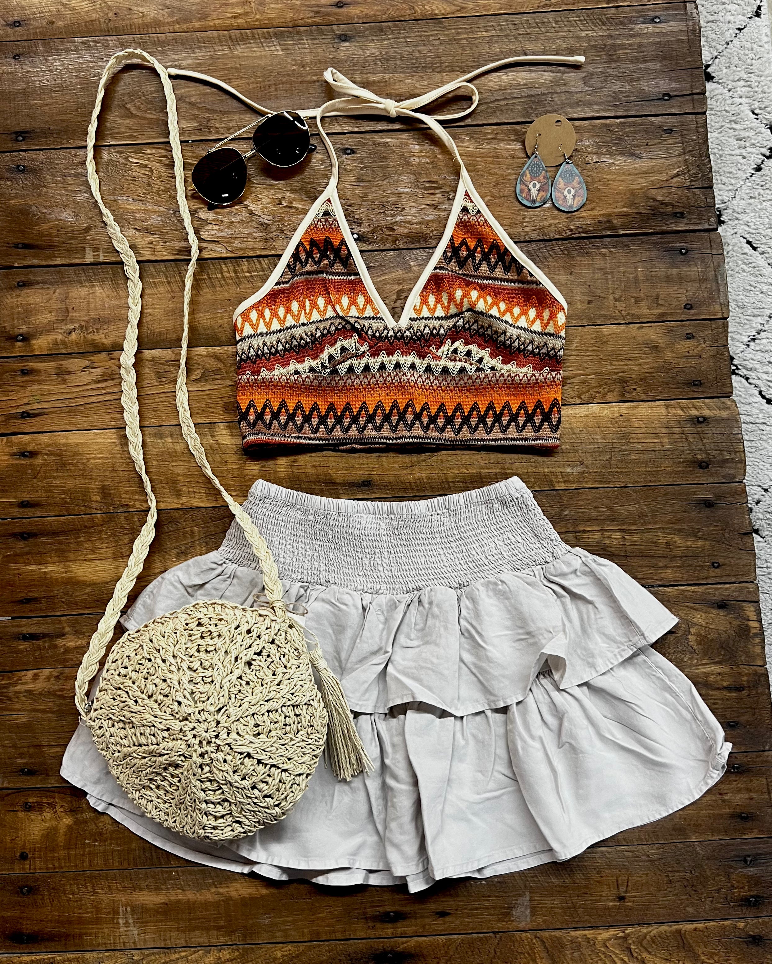 Sunset Aztec Crochet Halter Top