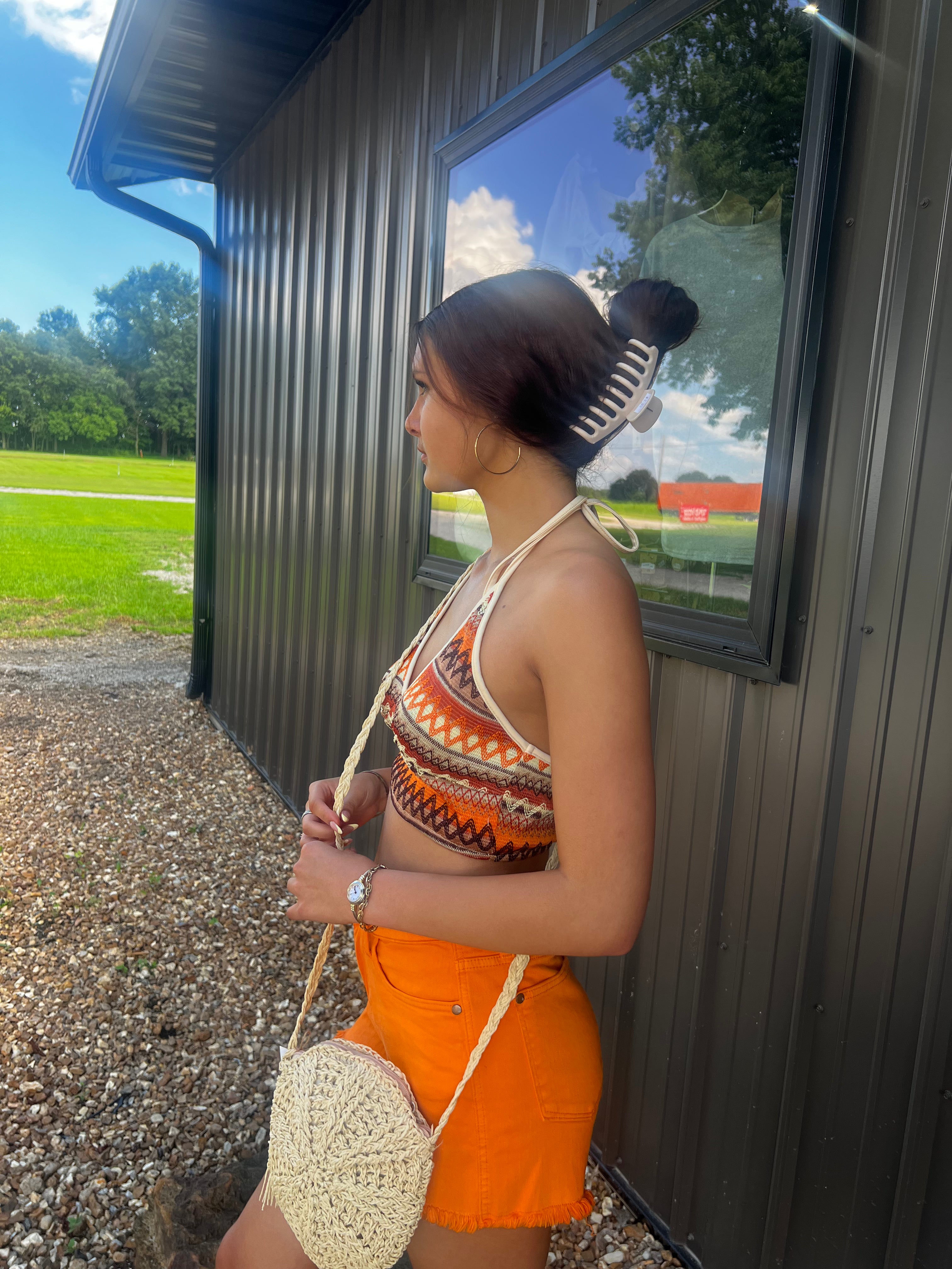 Sunset Aztec Crochet Halter Top