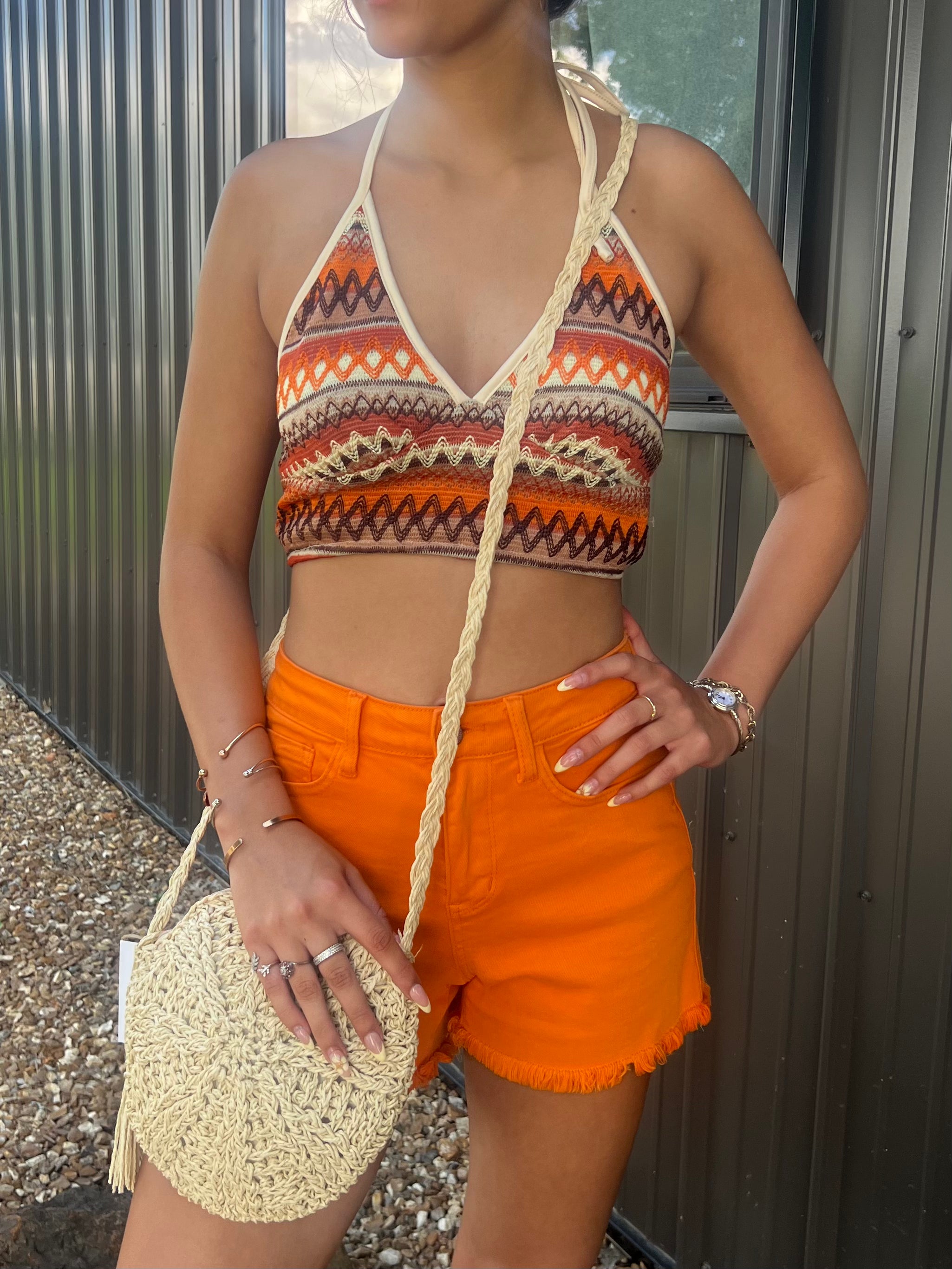 Sunset Aztec Crochet Halter Top